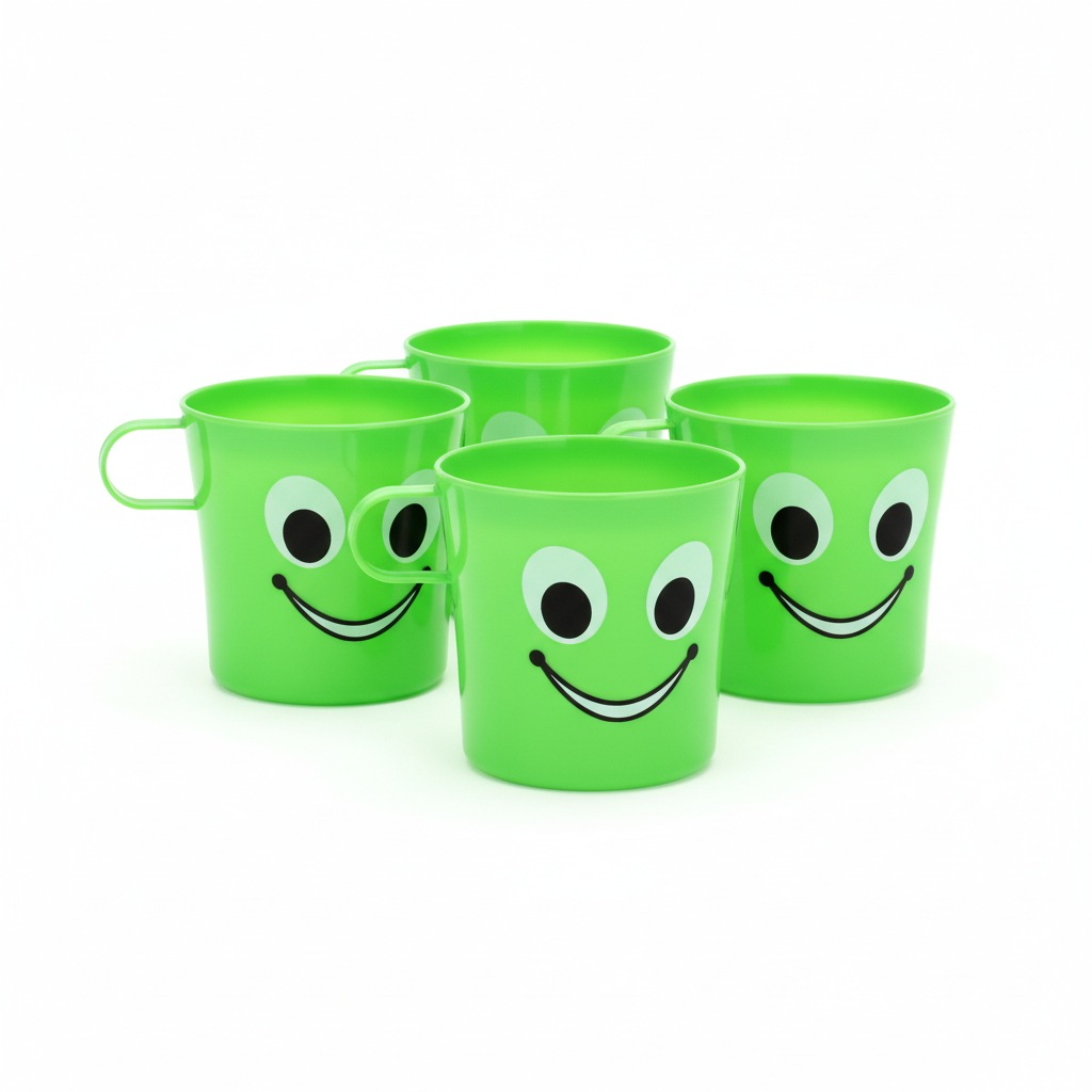 Children's Smiley Face Handle Cups - 4 Pack