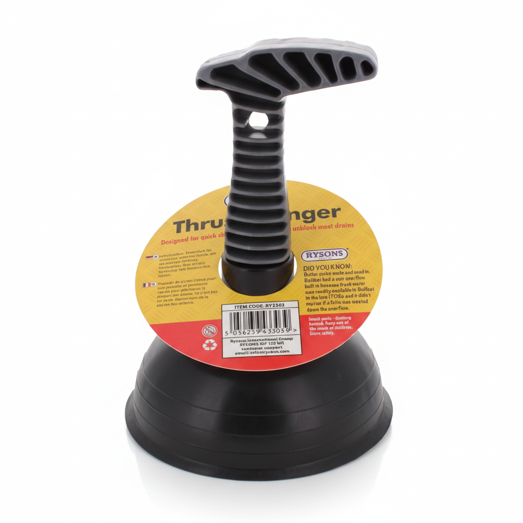Heavy Duty Drain Plunger - Black Rubber