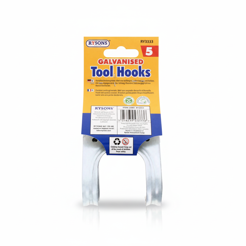 Galvanised Steel Tool Hooks 5 Pack