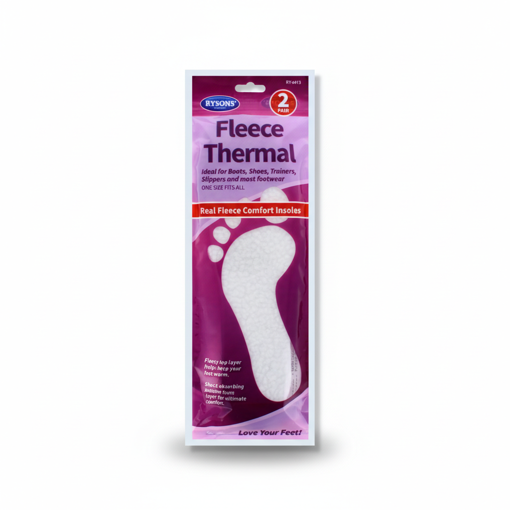 Fleece Thermal Insoles 2 Pairs One Size Fits All