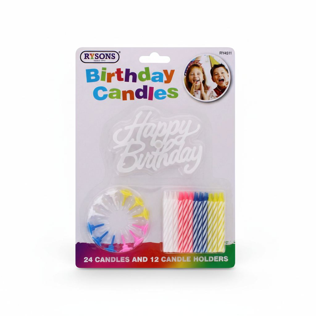 Birthday Candles Set 24 Candles with Holders