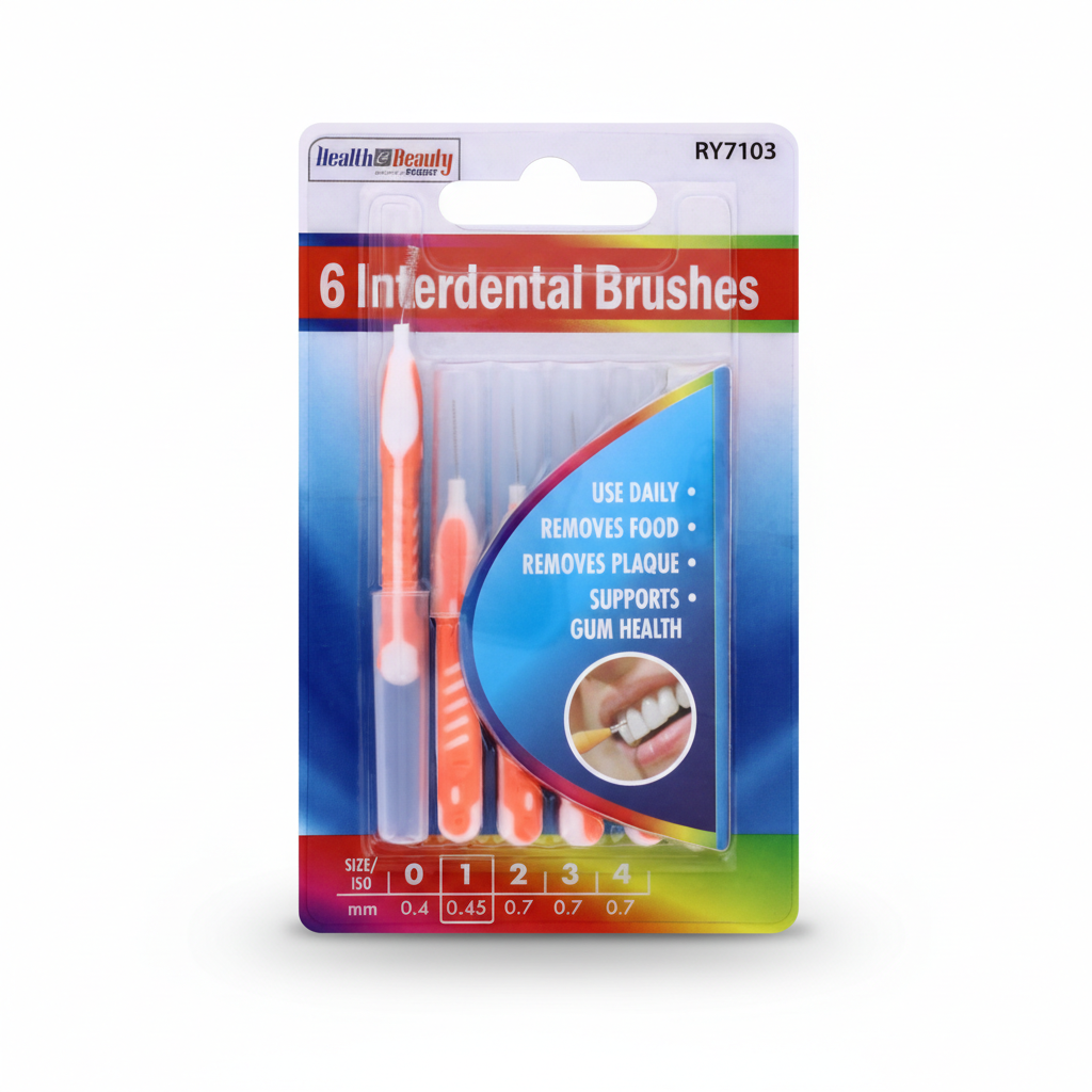 Interdental Brushes, Long Handle, Pack of 5