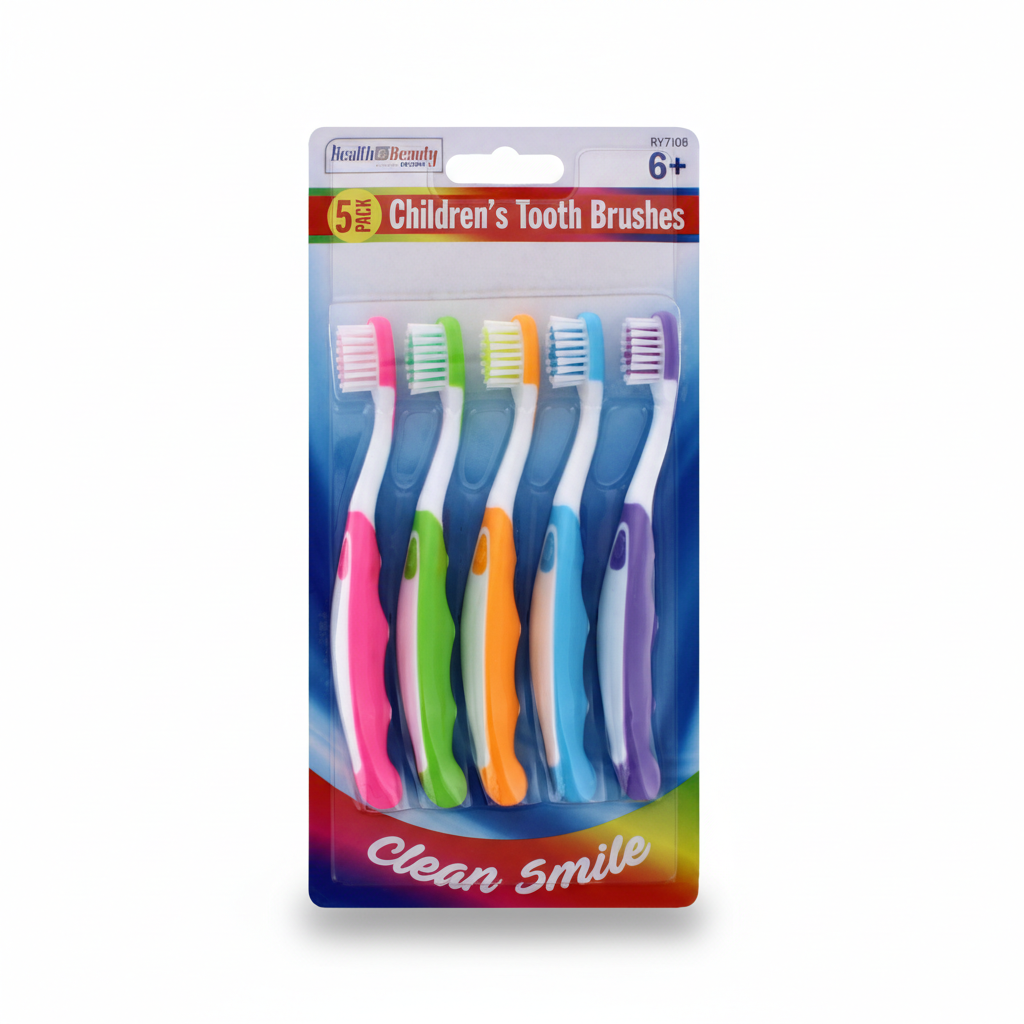 Children's Toothbrushes Mixed Colour 6+ Age 5 Pack