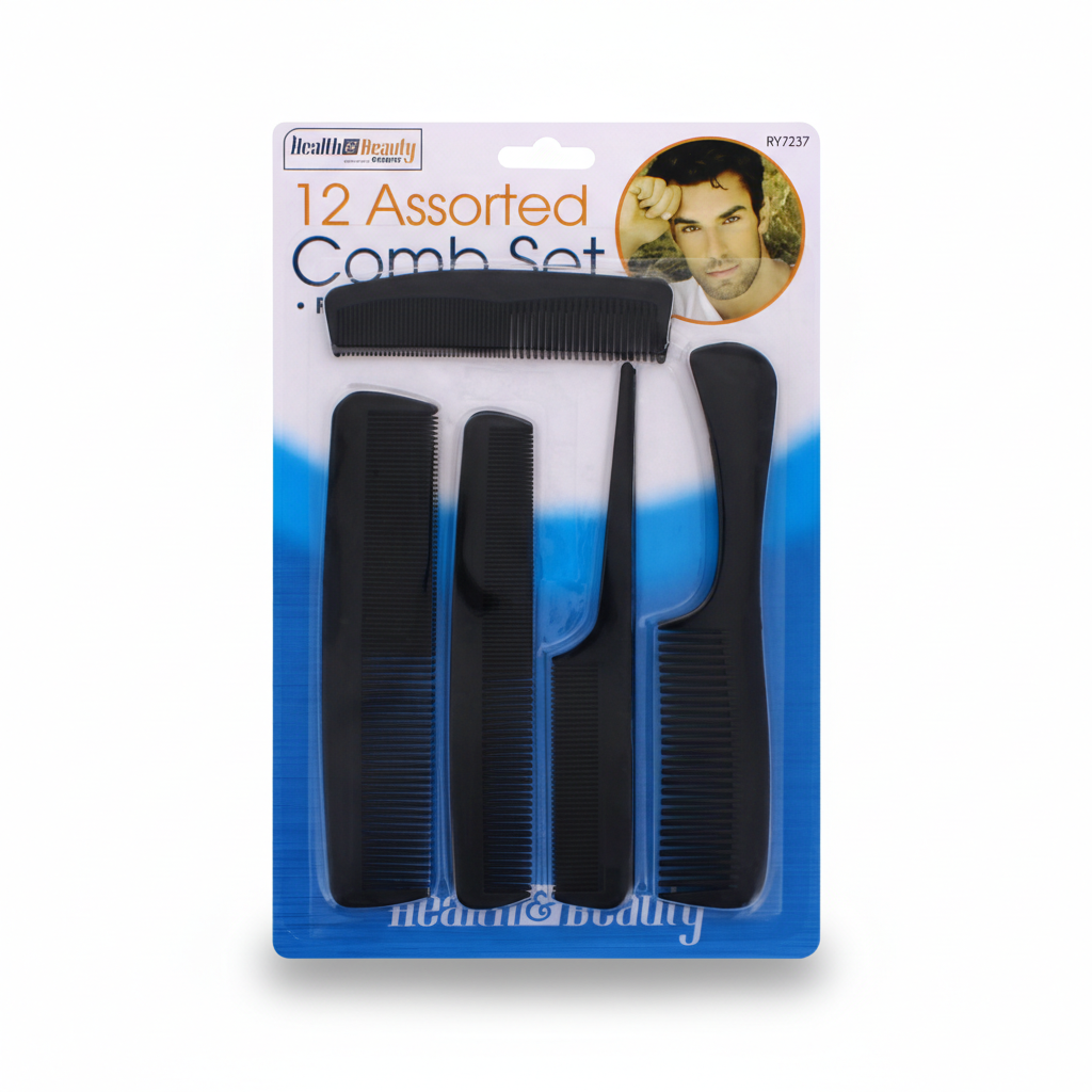 Comb Set 12-Piece Assorted Professional Barber and Styling