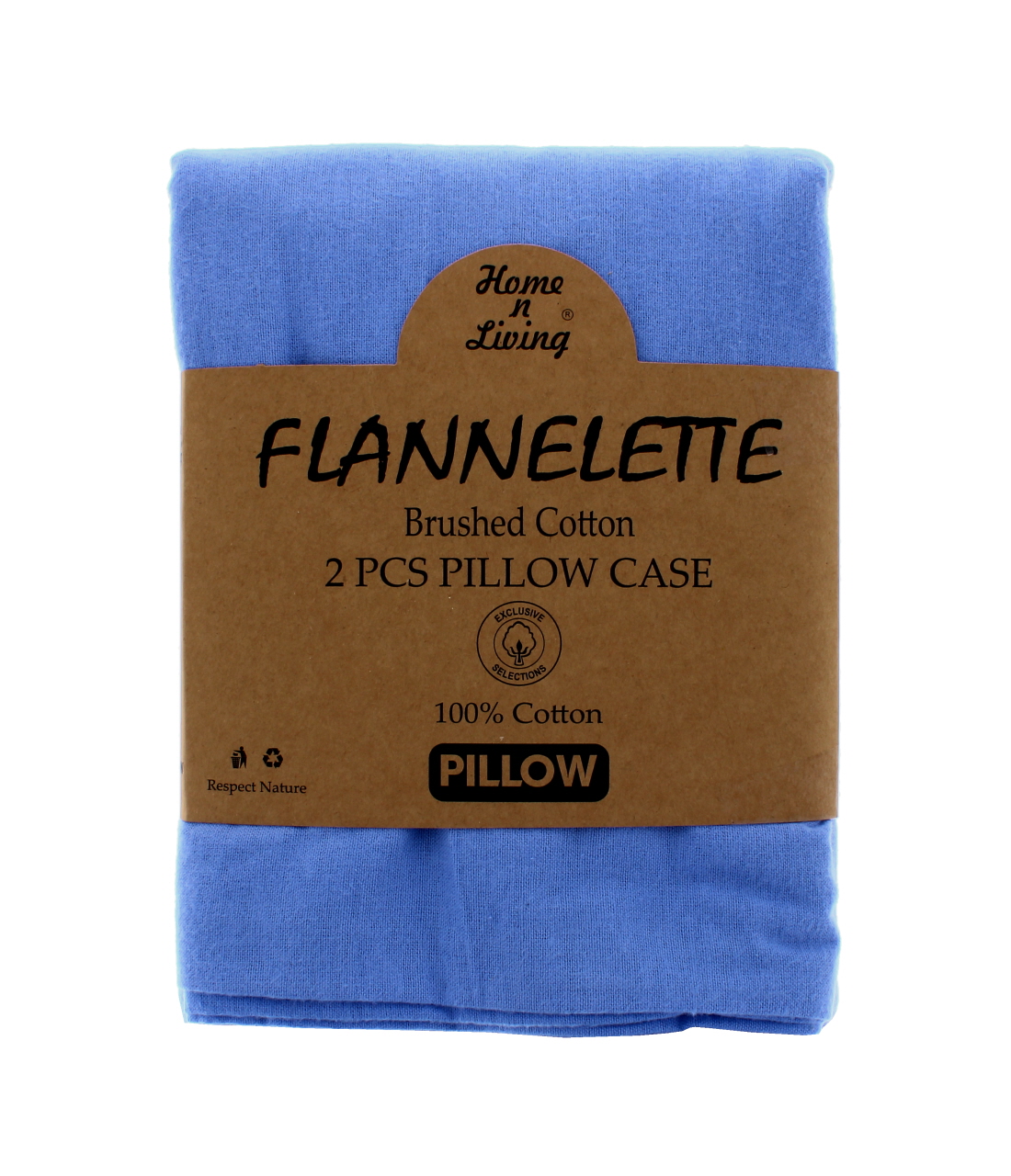 Flannelette 100 Brushed Cotton Pillow Cases 2pk Blue
