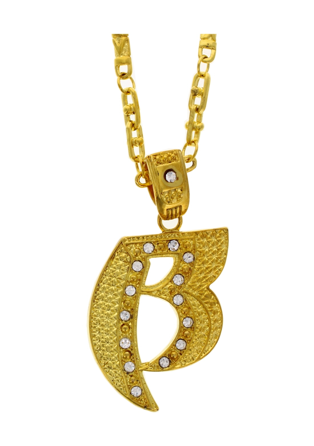 Wholesale Letter B XL Gold & Gem Pendant Necklace