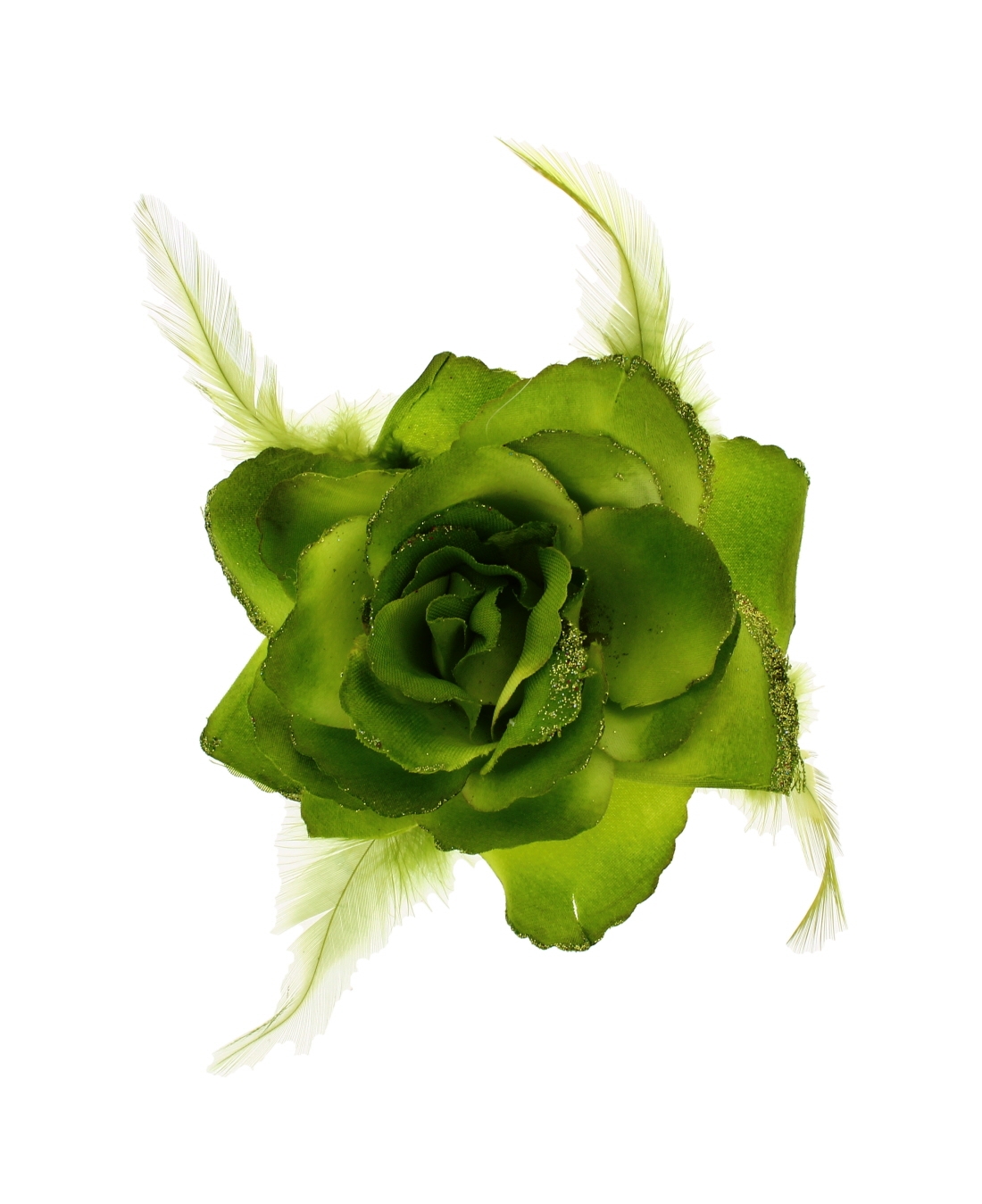 Wholesale Green Flower & Feather Hair Clip