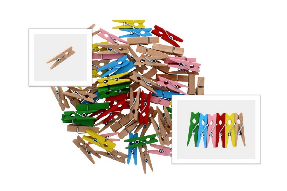 Wholesale Mini Clothes Pegs (Mix Colour & Natural 35 pc