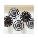 Black & White Paper Fans Decoration 5 pc