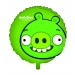 ANGRY BIRDS 18IN GREEN PIG FOIL BALLOON WITH STAR