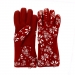 Large Cranberry Floral Design Oven Gloves