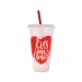 Drinking Cup with Lid & Straw Assorted