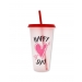 Drinking Cup with Lid & Straw Assorted