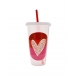 Drinking Cup with Lid & Straw Assorted