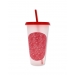 Drinking Cup with Lid & Straw Assorted