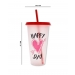 Drinking Cup with Lid & Straw Assorted