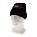 RASTA LEAF KNIT WINTER BEANIE HAT BLACK