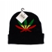 Rasta Leaf Knit Winter Beanie Hat Black