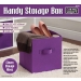 FABRIC FOLDABLE HANDY STORAGE BOX PURPLE CUBE