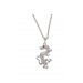 Dragon Silver & Red Gem Pendant Necklace