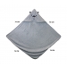 Embroidered Grey Cotton Hooded Baby Snuggle Towel