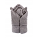 Embroidered Grey Cotton Hooded Baby Snuggle Towel