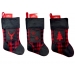 CHRISTMAS CRAFT STOCKING SNOWFLAKE BLACK RED 3 PACK