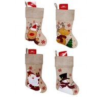 CHRISTMAS CRAFT STOCKING JUTE 4 DESIGNS