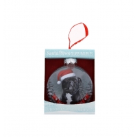 FESTIVE BLACK BULL TERRIER GLASS ORNAMENT
