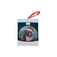 FESTIVE BLACK BULL TERRIER GLASS ORNAMENT
