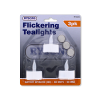 RYSONS FLICKERING TEALIGHTS CANDLES 3 PC