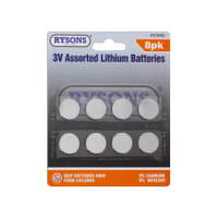 RYSONS 3V LITHIUM BATTERIES 8 PACK