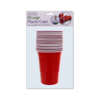 RED PLASTIC CUPS 15 PACK
