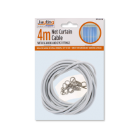 RYSONS CURTAIN WIRE 4M WITH 16 HOOKS & EYE FITTING