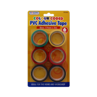RYSONS PVC ADHESIVE TAPE COLOUR CODED 6 PACK