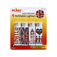 FLINT ELECTRONIC LIGHTERS-LONDON 4 PACK
