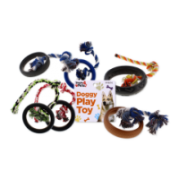 Doggy Play Toy Tyre On Rope Assorted