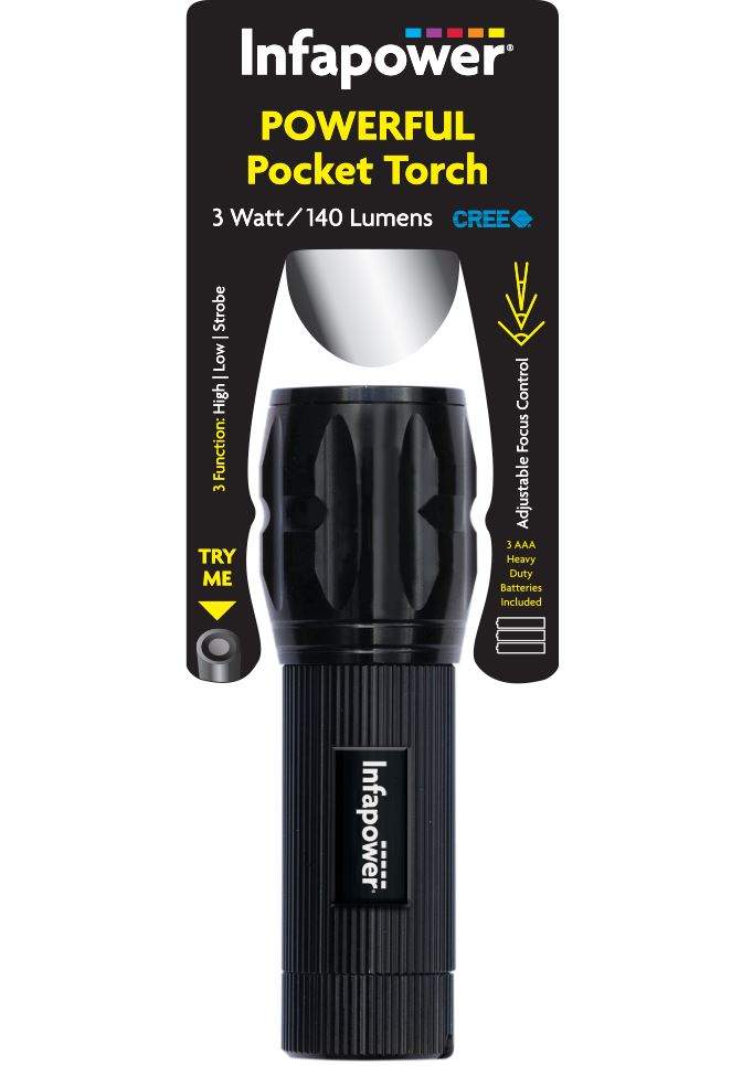 Pocket Torch 3 Watt 140 Lumens Cree 3 AAA Batteries