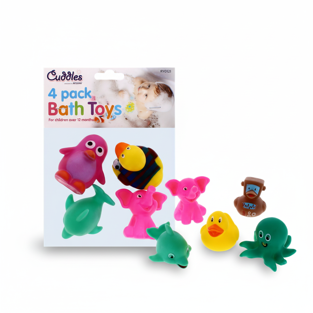 Bath Toys Assorted Characters Pack of 4