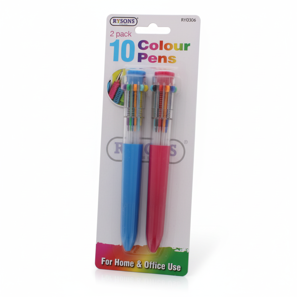 Ballpoint Pen 10 Colours Pack of 2