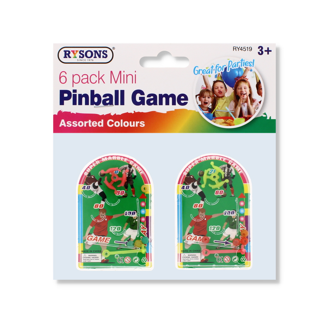 Mini Pinball Game, Assorted Colours 6 Pack