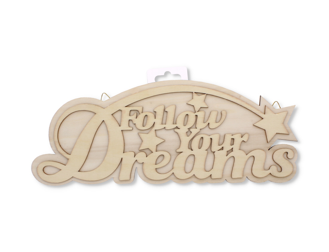 12in DIY 3D Plaque 7mm w/ Hook Follow Your Dreams